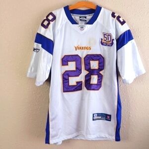 REEBOK Adrian Peterson 50th White Vikings Jersey.